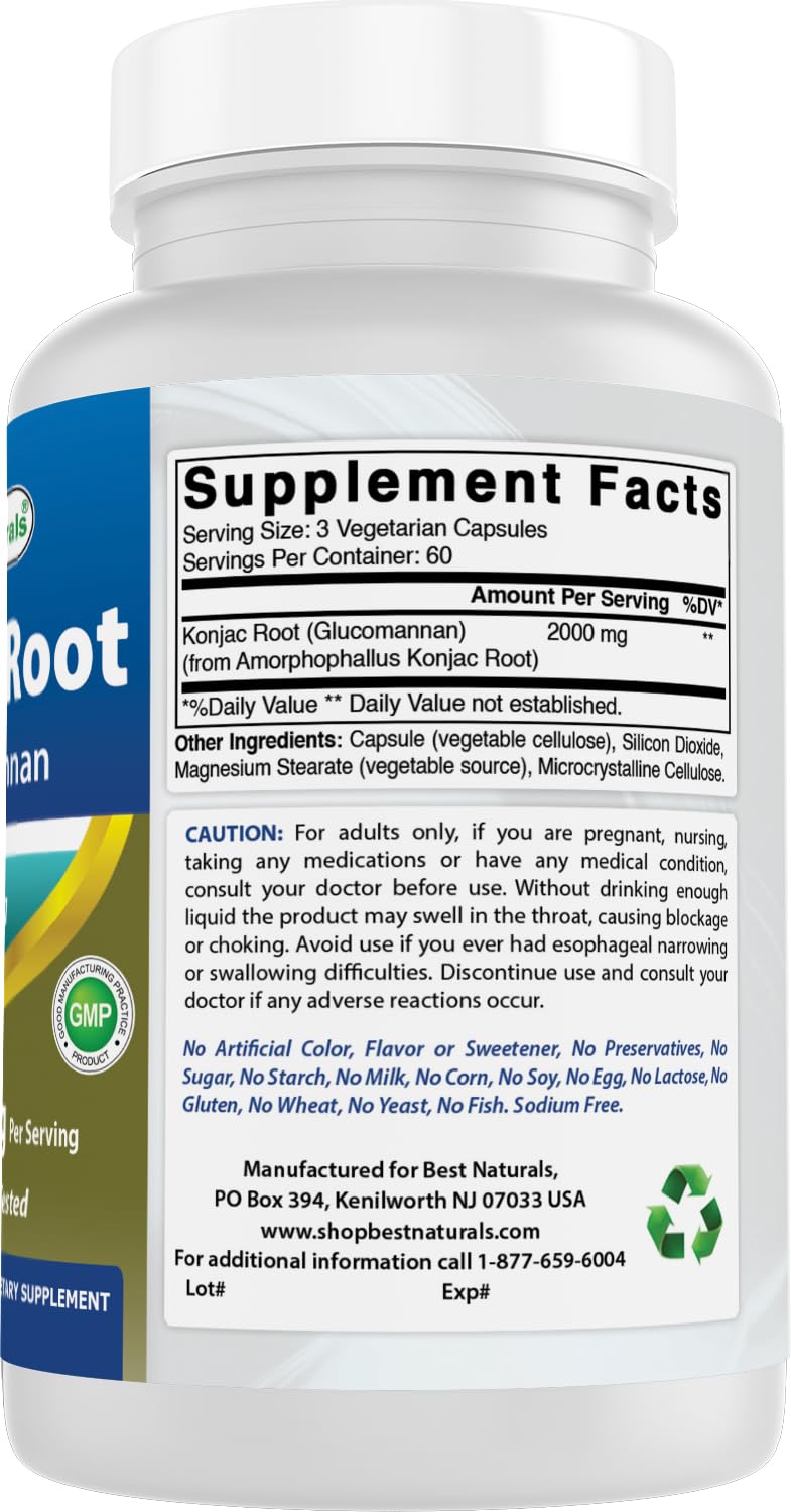 Best Naturals Konjac Glucomannan gluten-free and non-GMO icon on pack