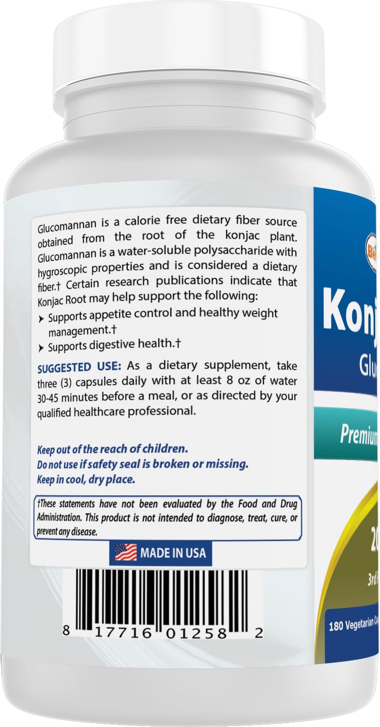 Best Naturals Konjac Glucomannan ingredient information panel shown