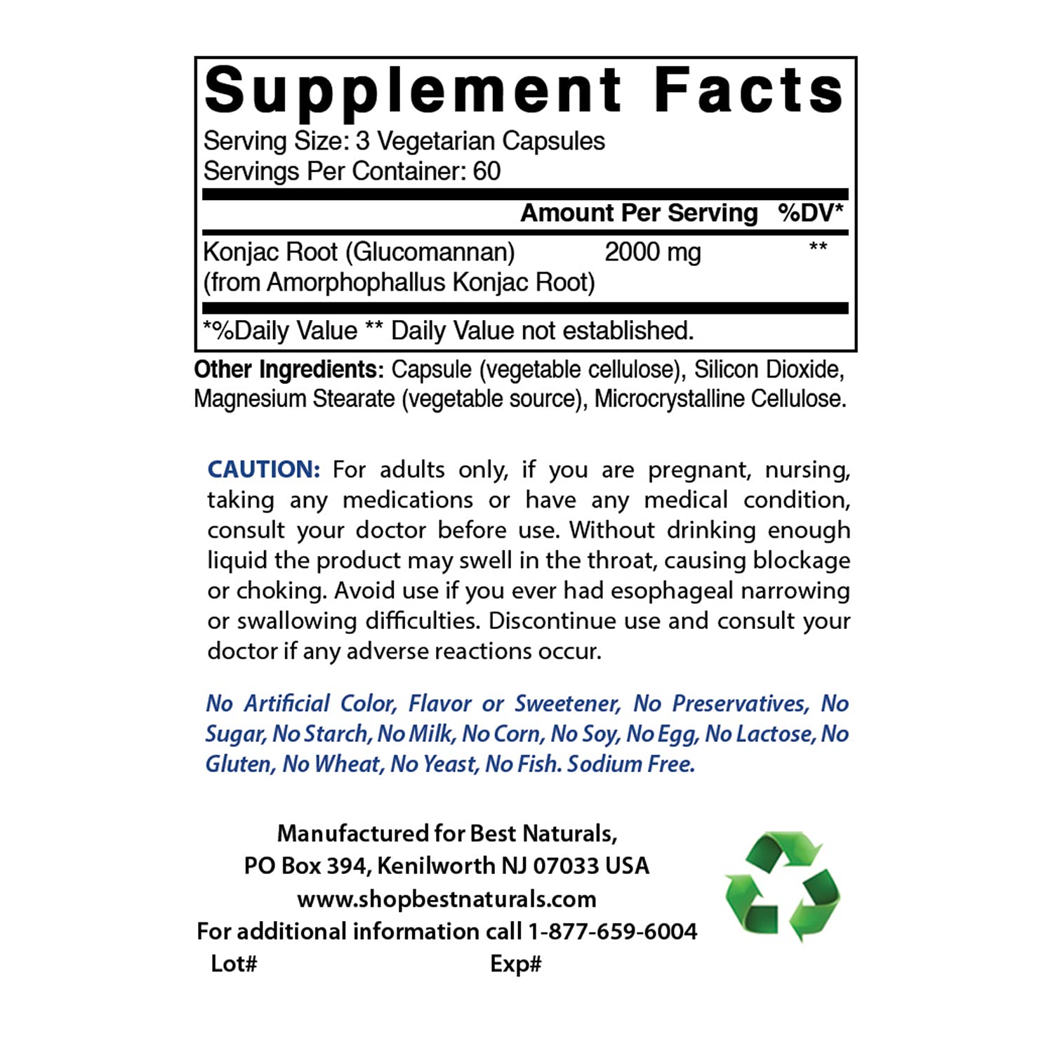 Best Naturals Konjac Root powder emphasizes versatile fiber for daily intake.