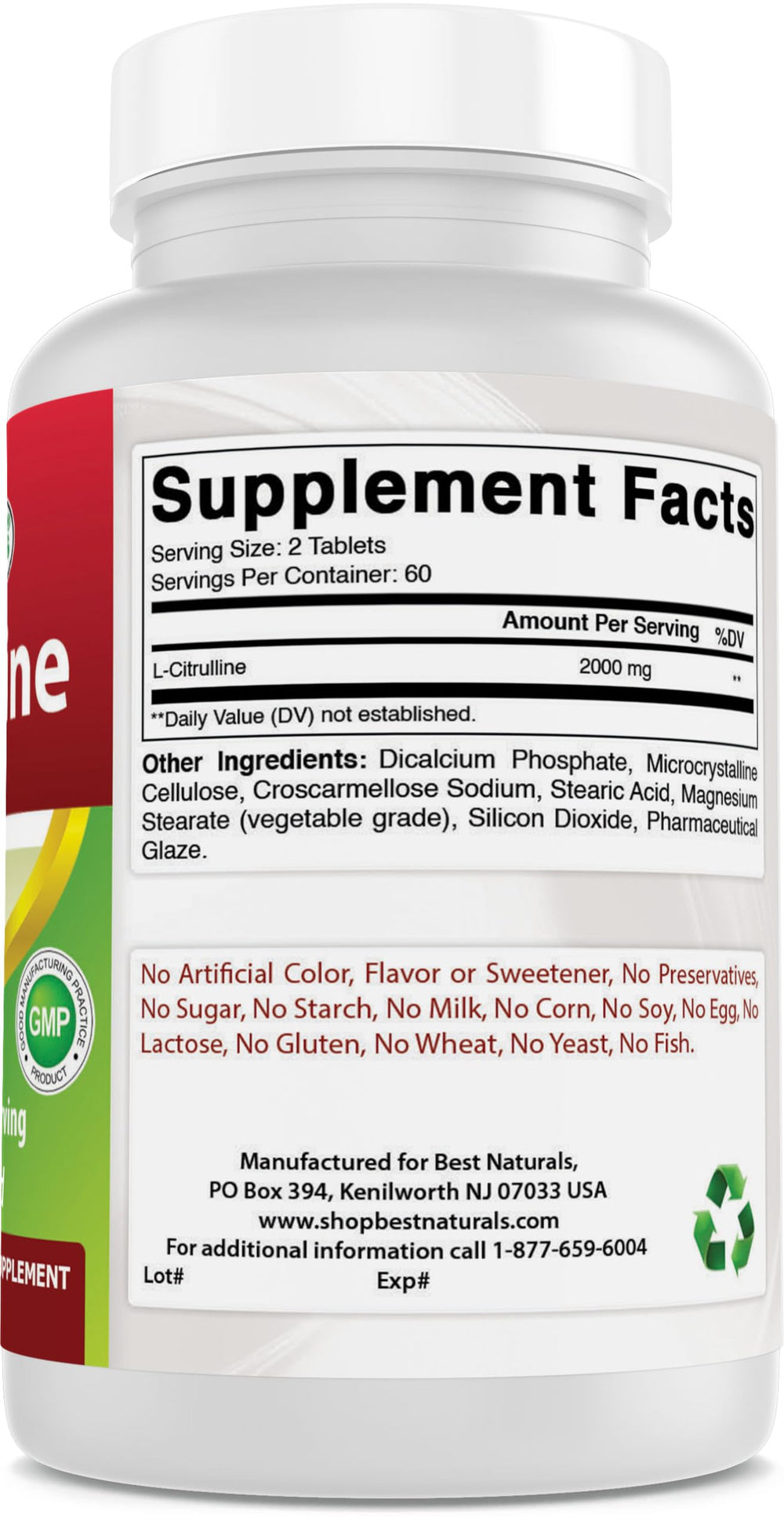 Best Naturals L-Citrulline packaging presentation for easy daily use