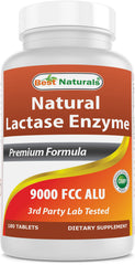 Best Naturals Lactose Intolerance Relief Tablets bottle front for daily dairy meals.