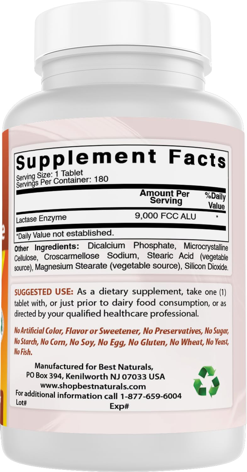 Best Naturals Lactose Intolerance Relief Tablets bottle being opened for easy dosing.