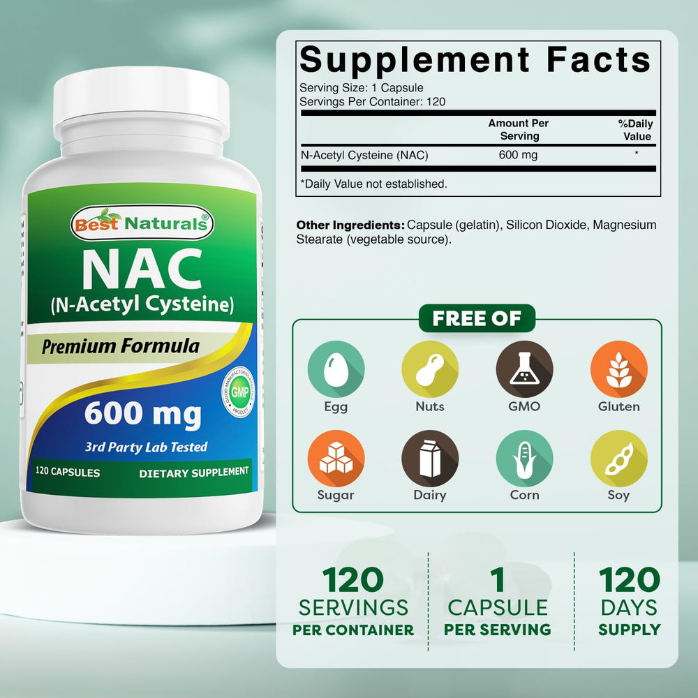 Best Naturals NAC bottle cap for simple daily dosing.