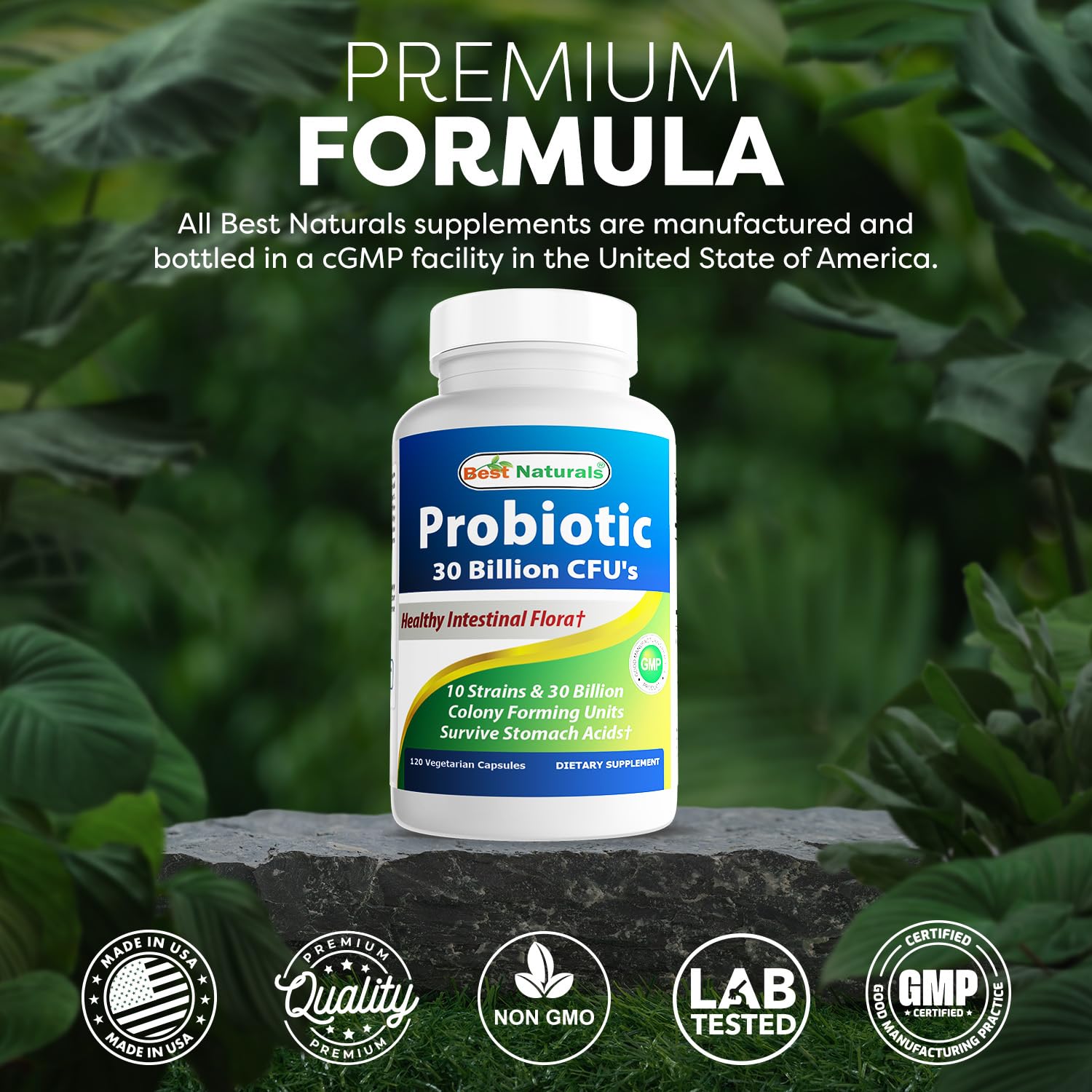 Best Naturals Probiotic third-party test certificate—ensures purity and safety.