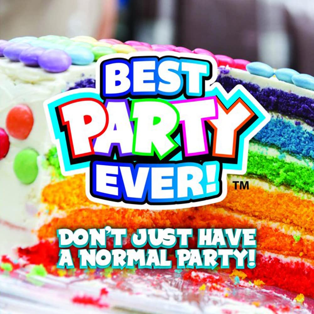 BEST PARTY EVER cake topper shown on cake surface during celebrations.