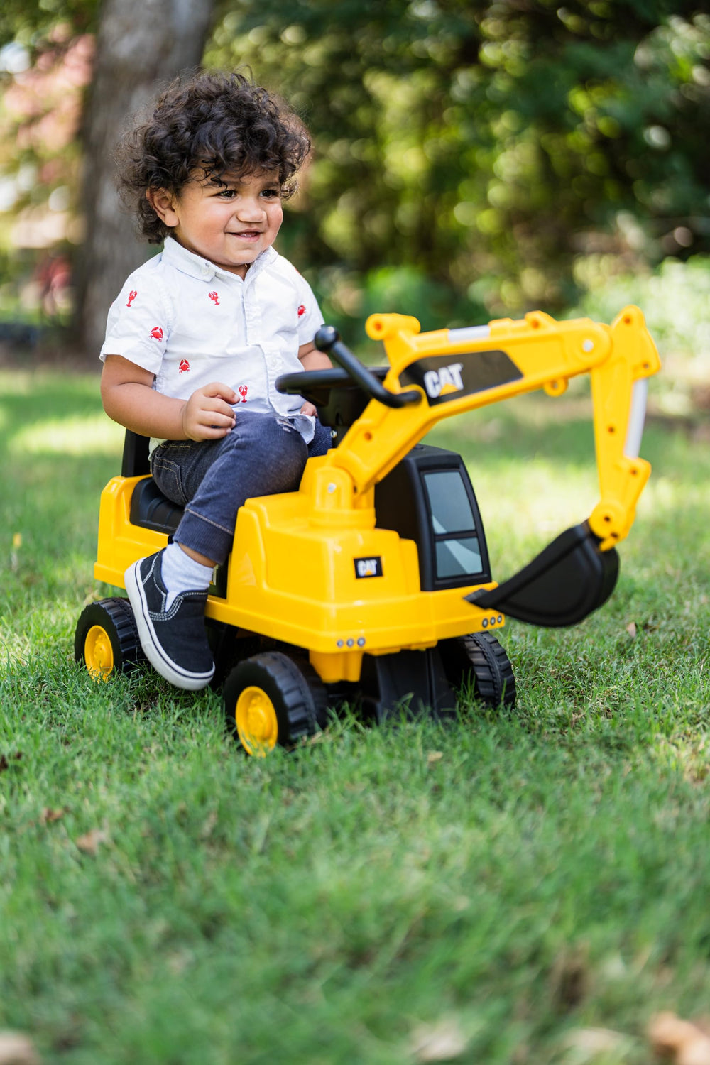 Best Ride On Cars CAT Excavator push car kid-friendly storage under seat