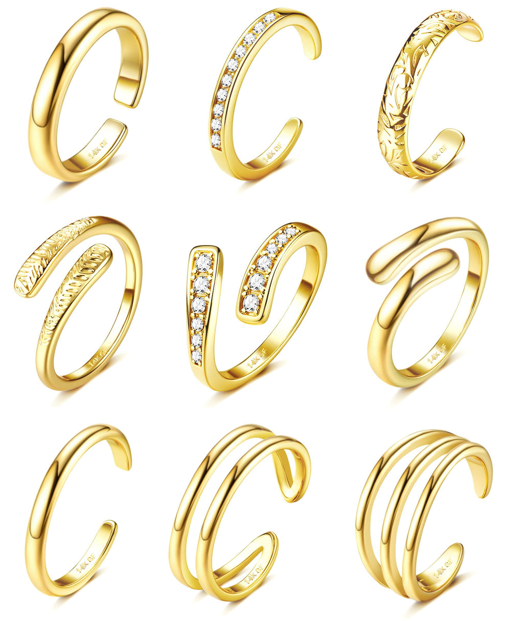 Besteel toe rings close-up shows brilliant 14K gold-filled shine for daily wear