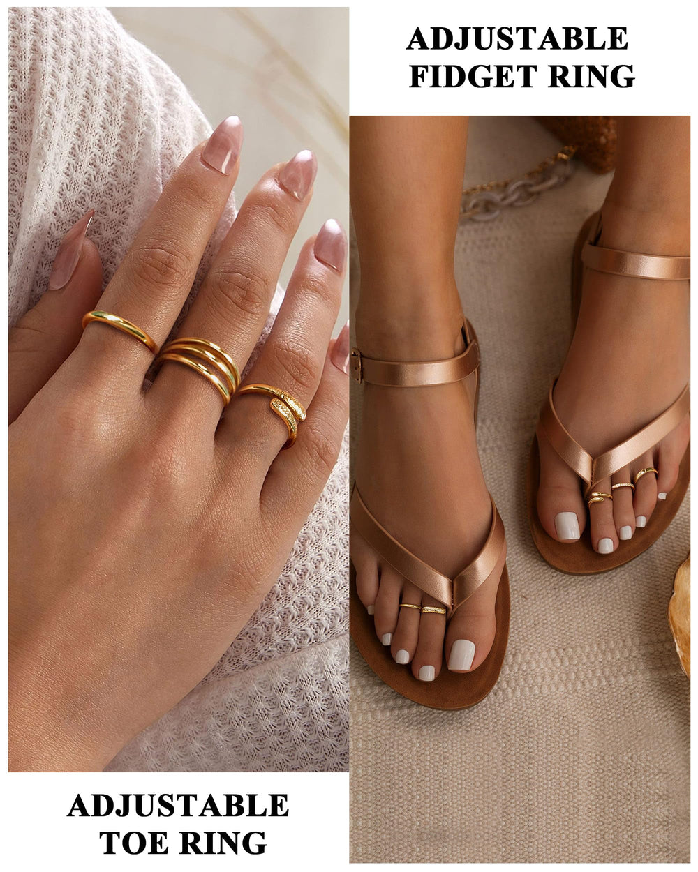 Besteel 2-row design toe ring highlights versatile style for layered beach outfits