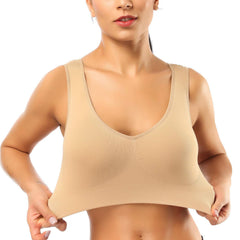 BESTENA seamless front view of the sports bra with removable pads for comfortable yoga practice.