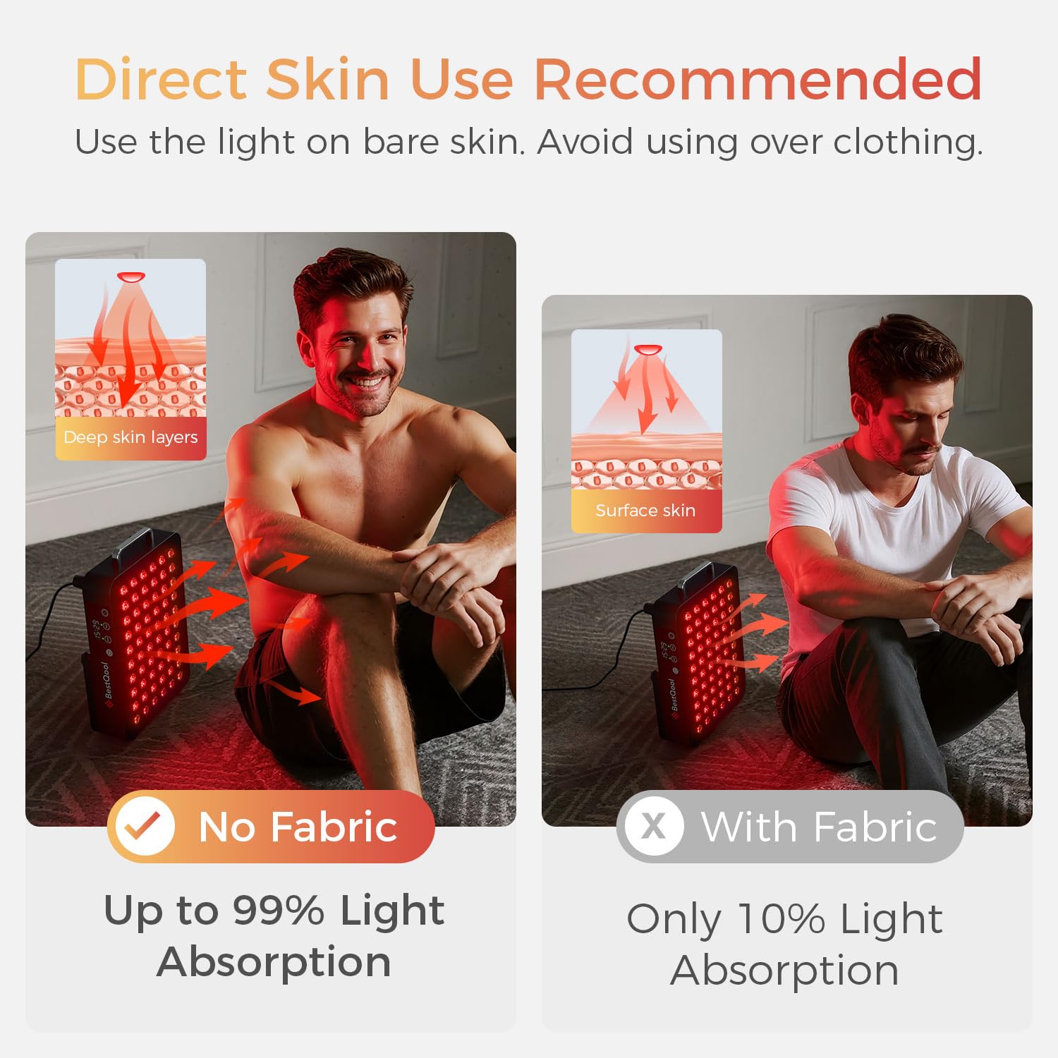 Person seated using the panel for recovery session