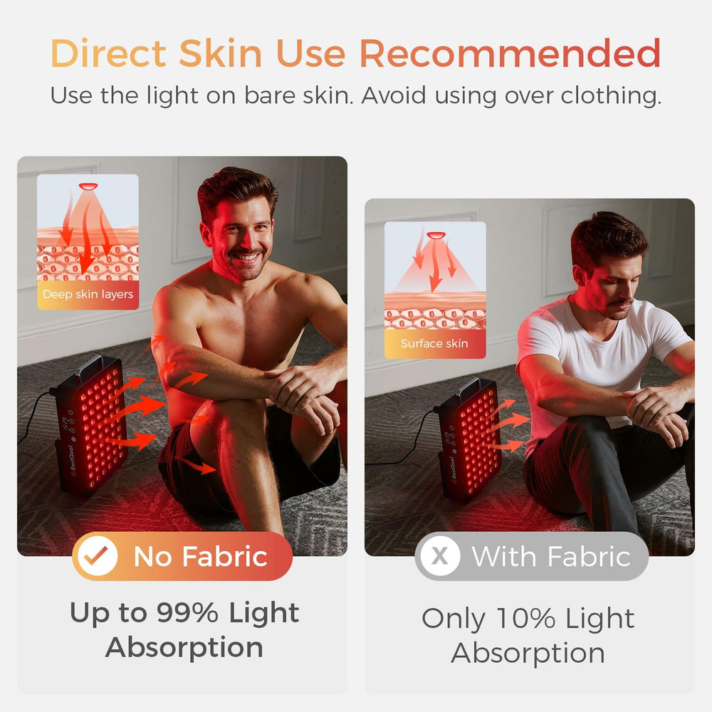 Person seated using the panel for recovery session