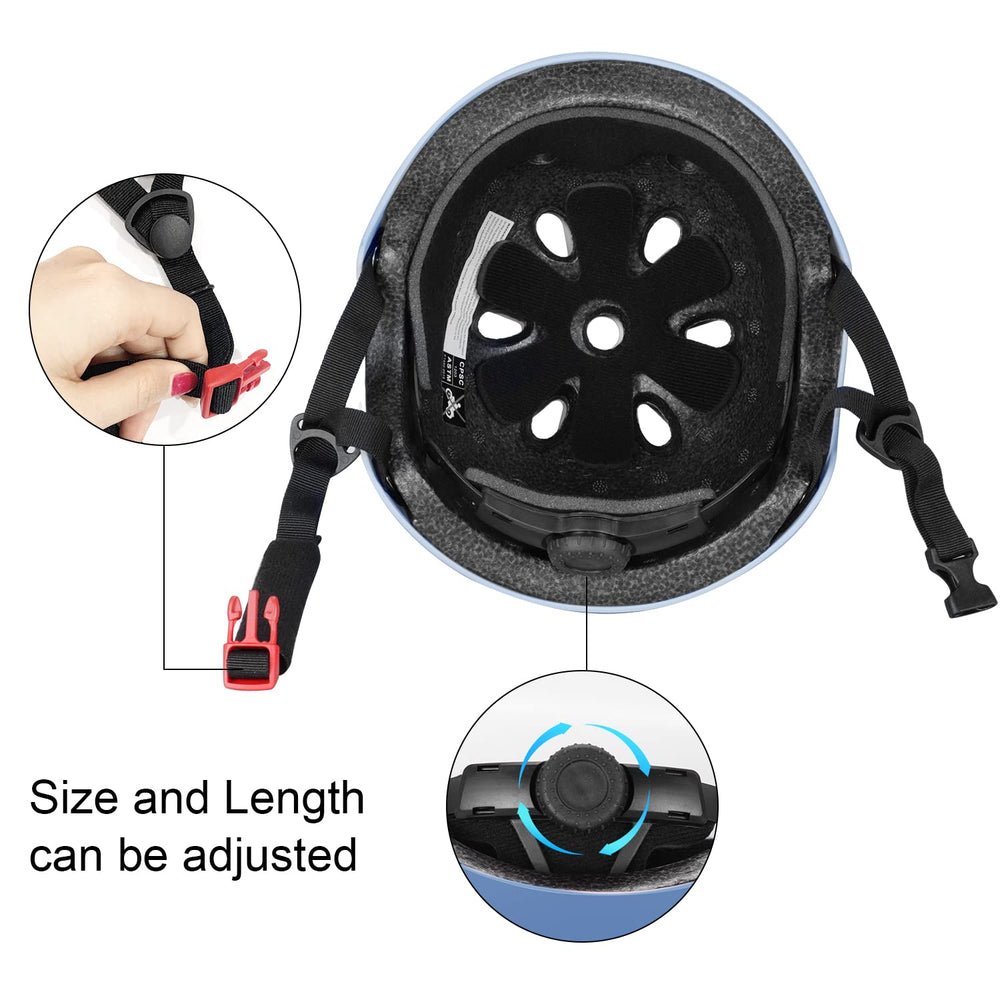 Besttravel helmet blue, adjustable dial for growing head sizes.