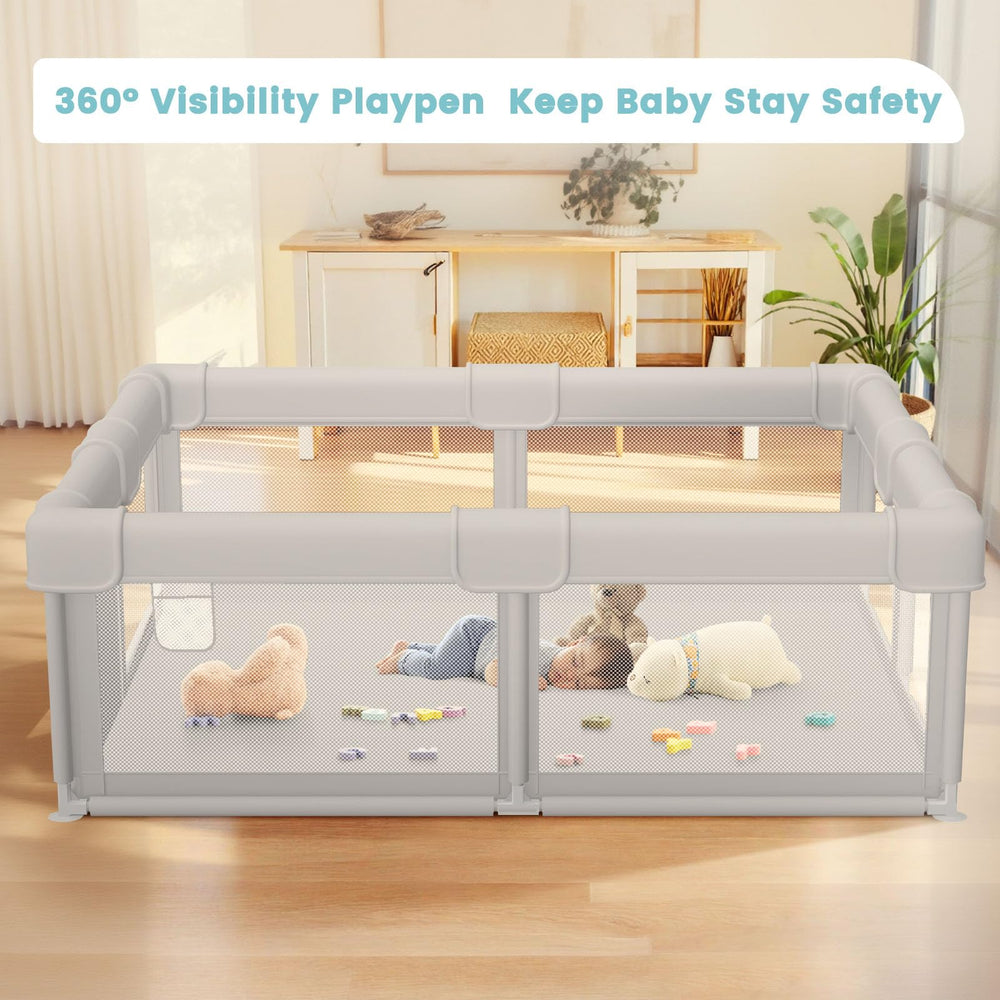 Besuhot playpen gate with outer zipper for easy access.