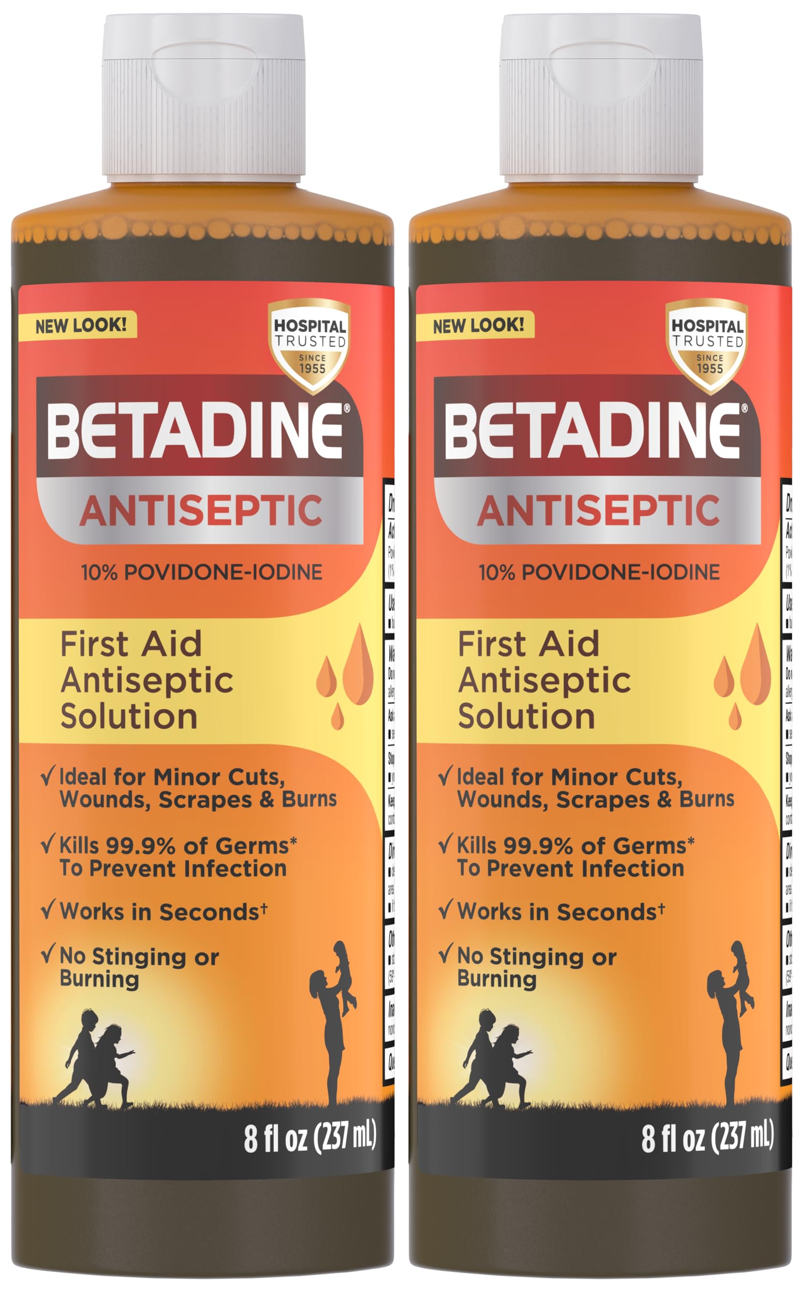 Betadine antiseptic solution bottle pouring for quick wound cleaning.