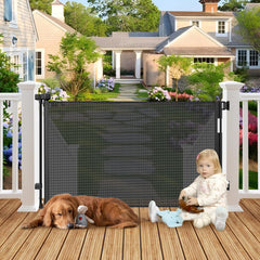BETERTEK weatherproof retractable gate fits 0–55 inch deck openings.