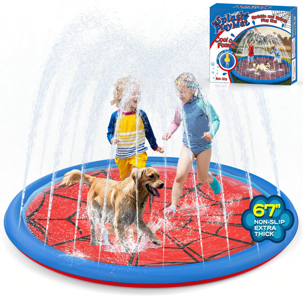 Betheaces non-slip splash pad top view shows a spacious 67-inch surface for safe play.
