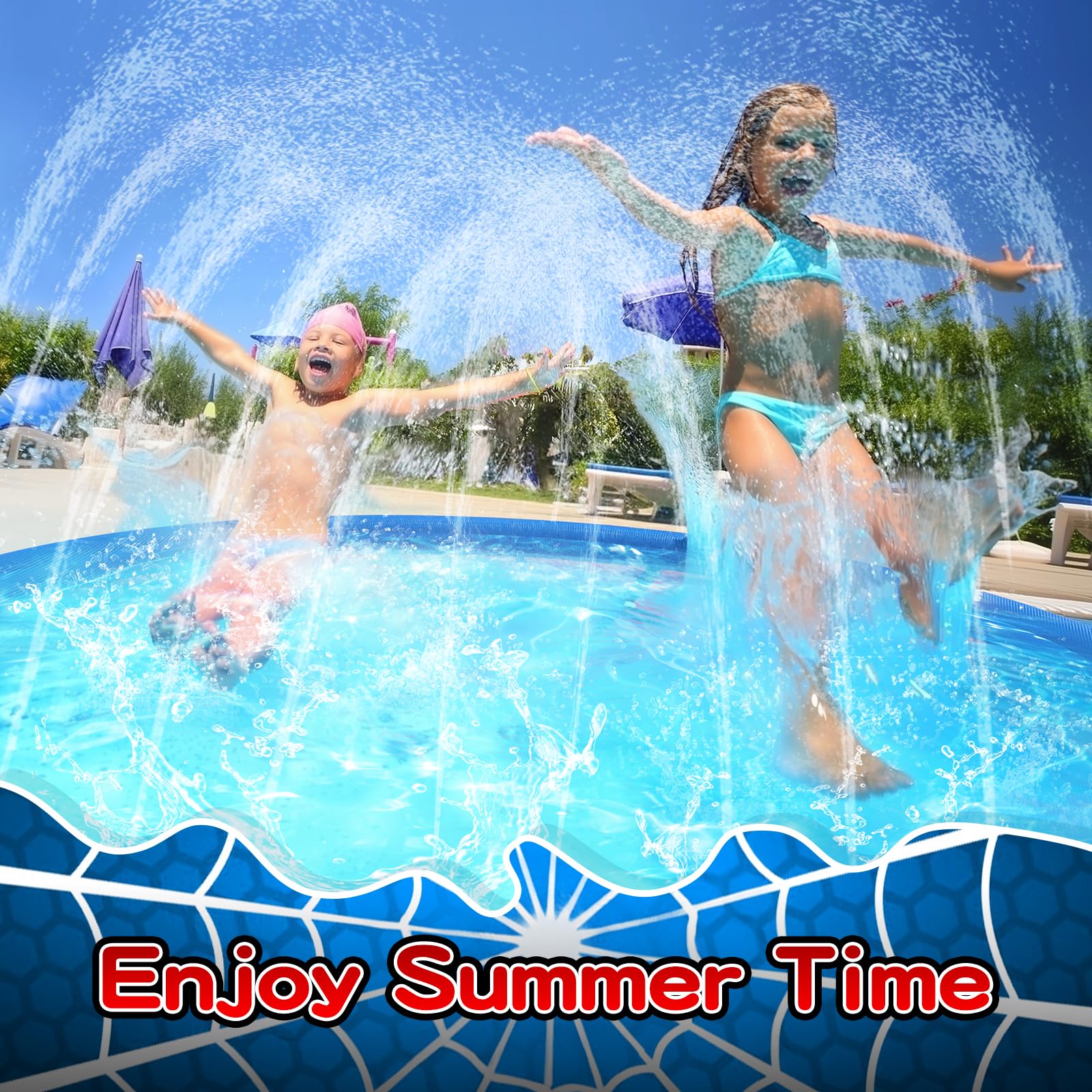 Betheaces splash pad kids and dogs playing on the large surface area.