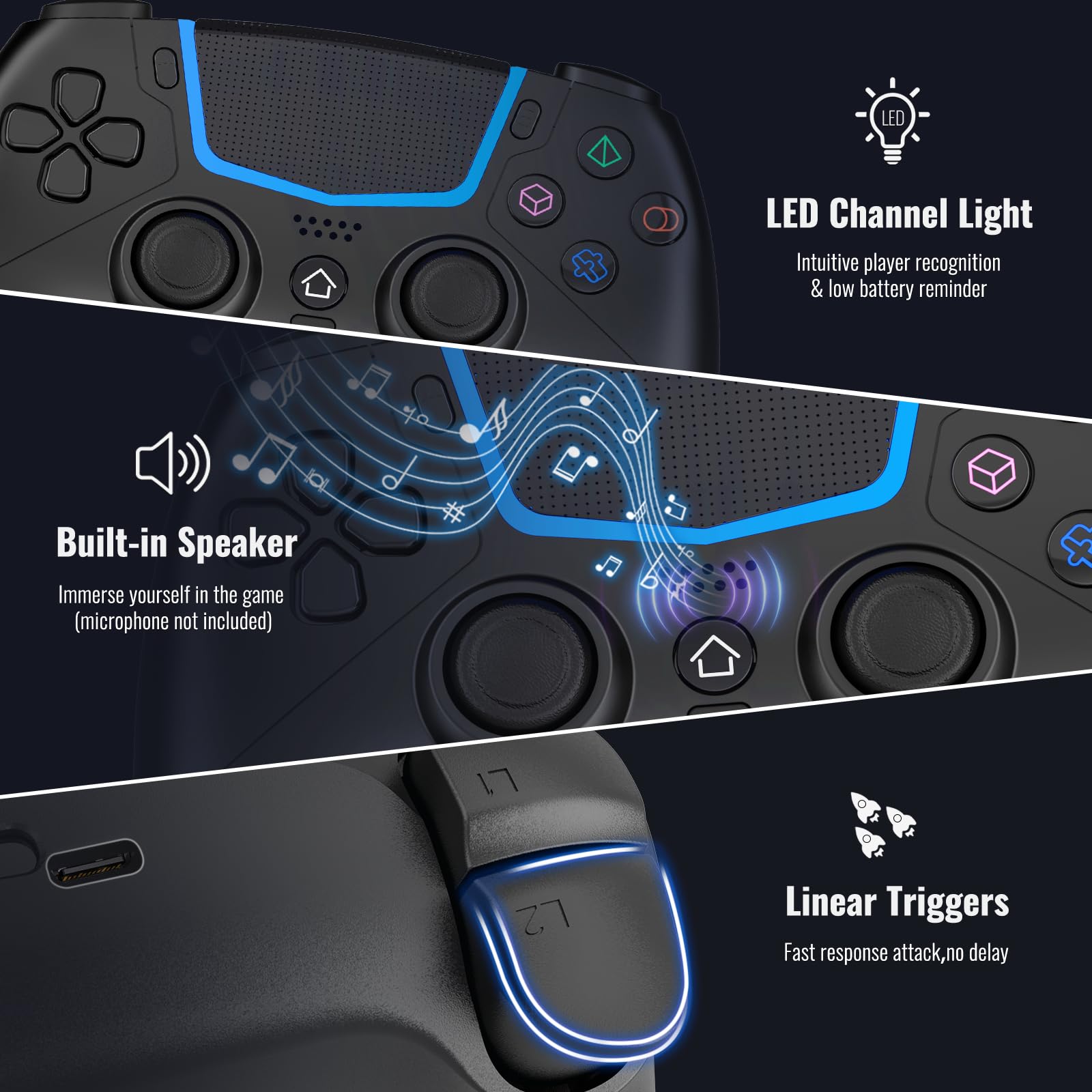 BETMI 3.5mm jack and built-in speaker delivering immersive sound in supported games.