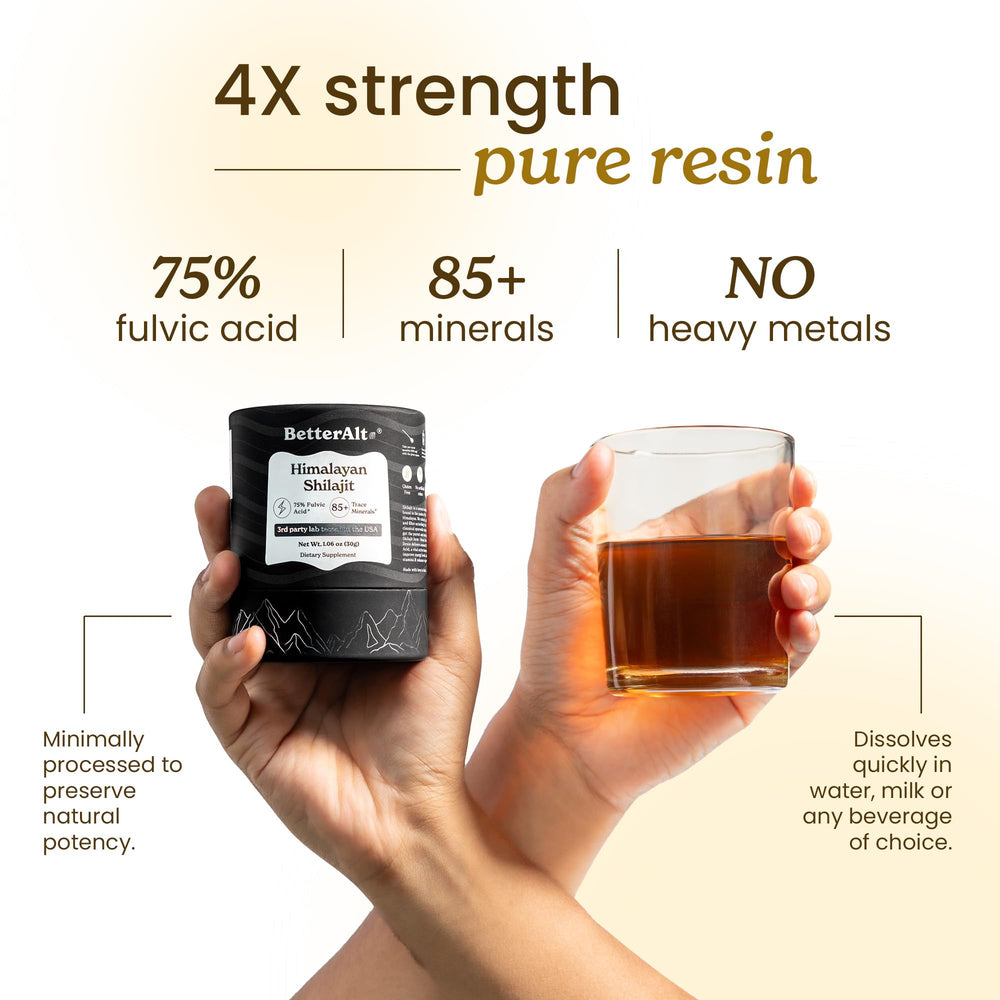 Better Alt Himalayan Shilajit resin with copper spoon for precise dosing