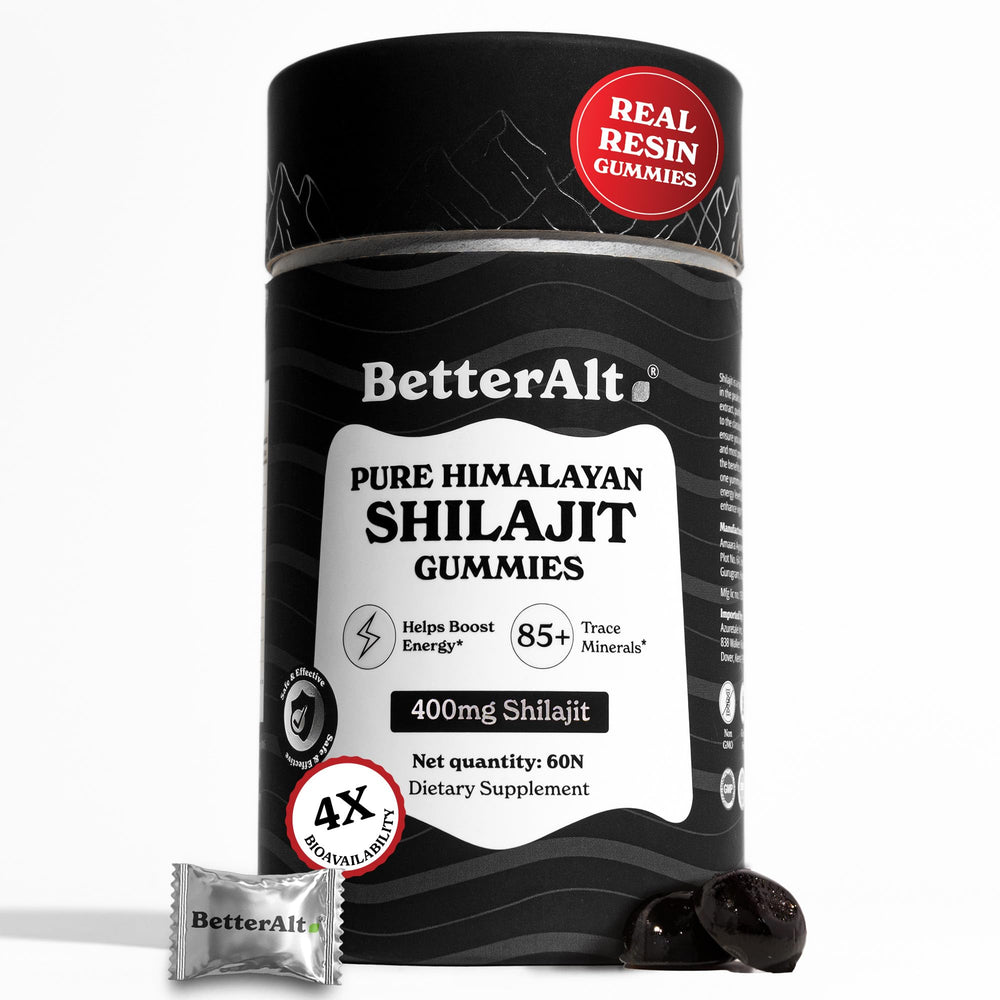 Better Alt Shilajit Gummies bottle on shelf for daily energy and convenience