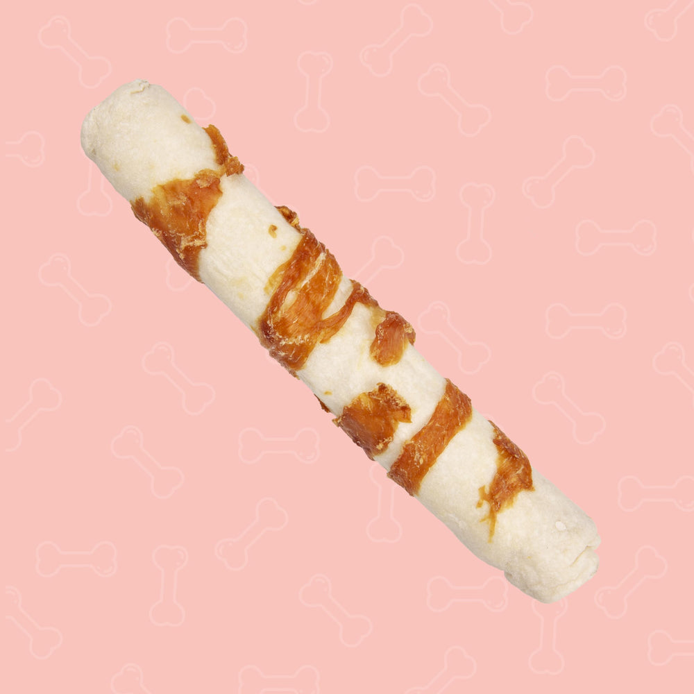 Better Belly Proteins venison roll roll-shape chew ready for play.