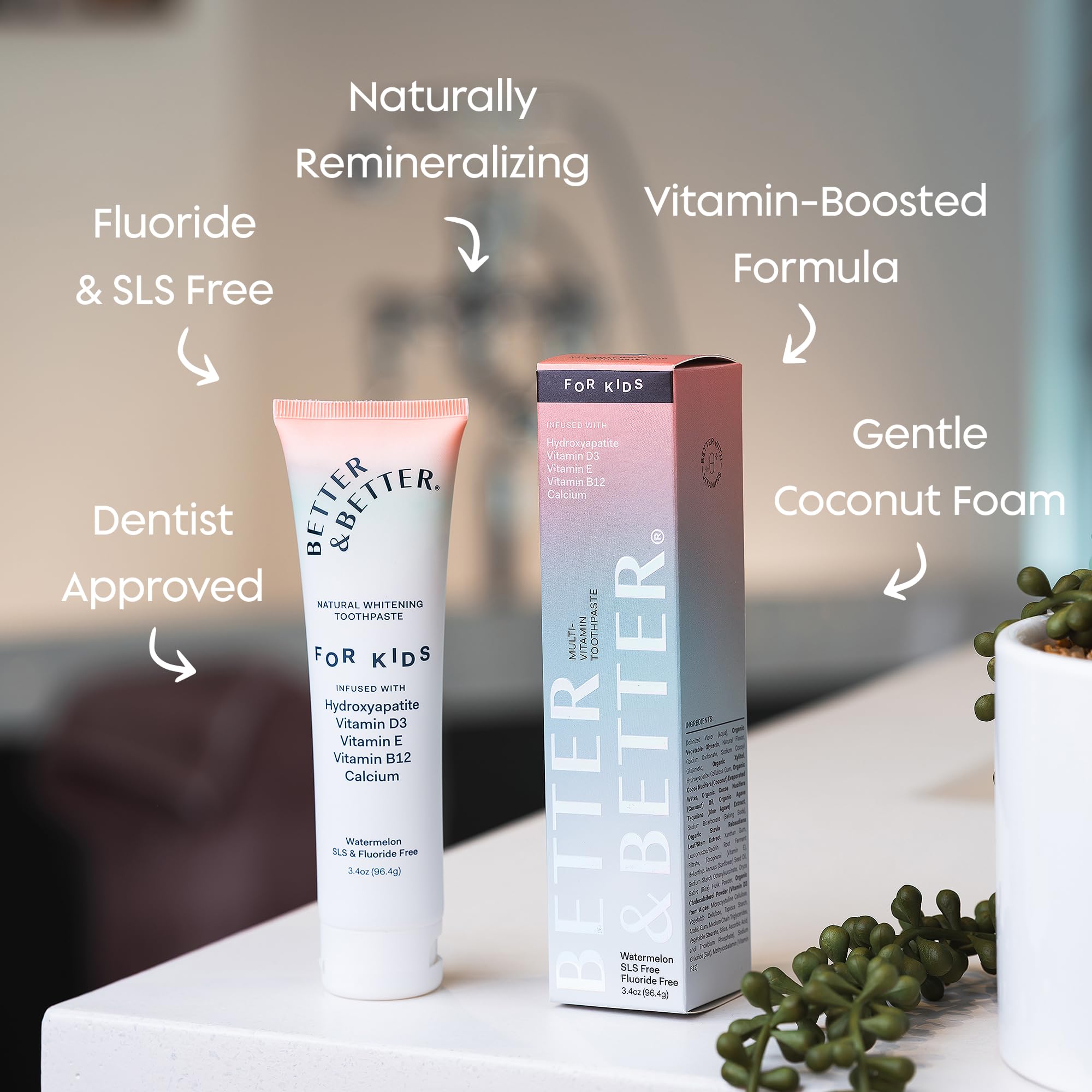 Better & Better Kids Toothpaste Watermelon Tube Pour demonstrates gentle dispensing for small mouths.