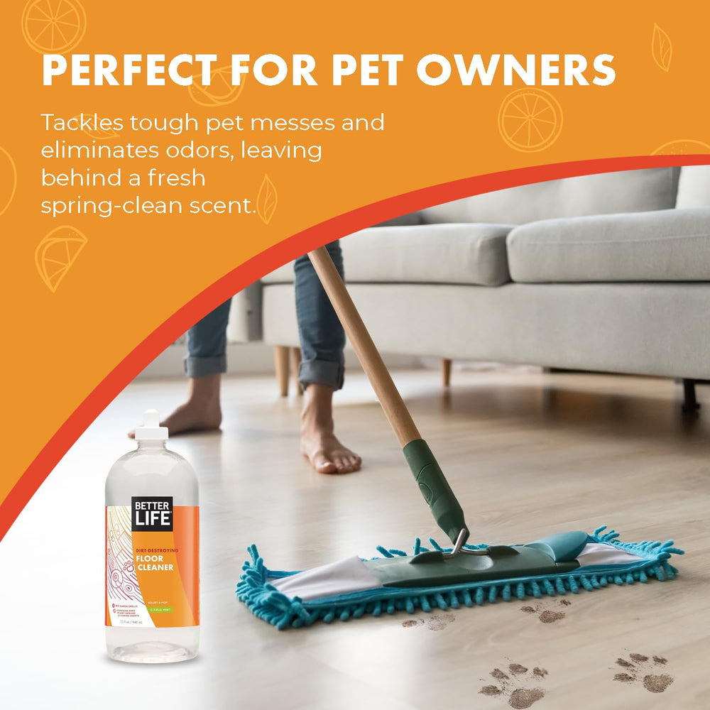 Bamboo floors being cleaned gently with Better Life floor cleaner.