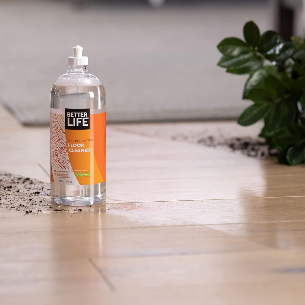 Messes like spills and toothpaste being tackled by Better Life cleaner.