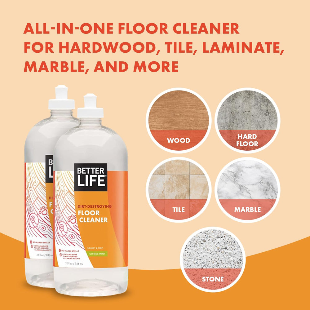 Laminate floors cleaned evenly with Better Life formula.
