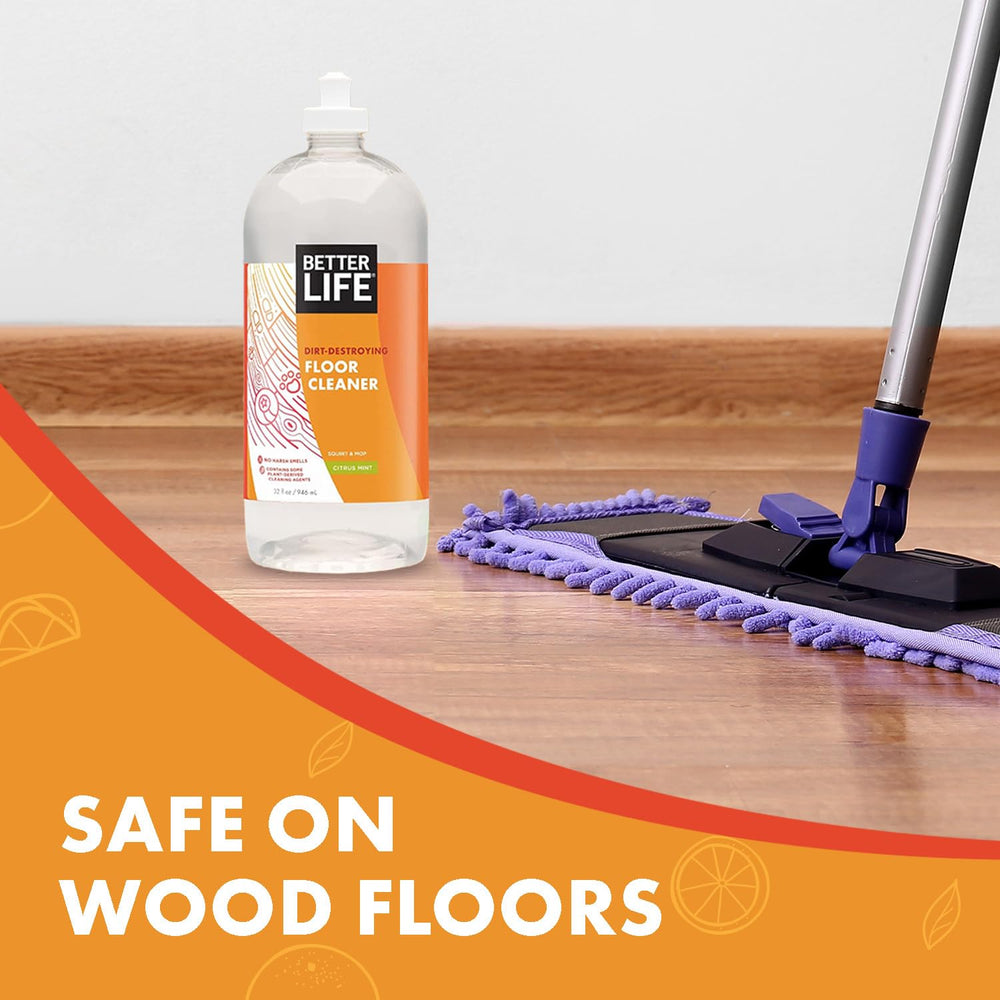 Mop head with damp Better Life cleaner for easy application.