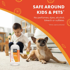 Tile floors receiving a fresh, bright clean with Better Life cleaner.