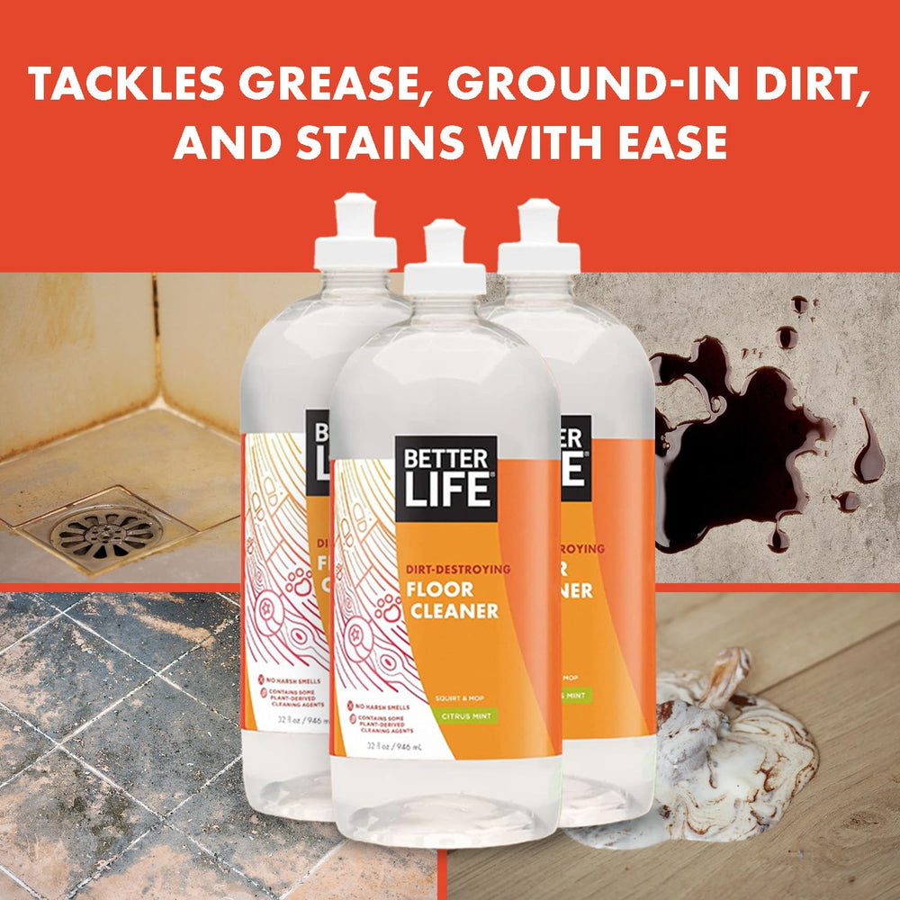 Vinyl floors showing a haze-free, clean appearance after using Better Life.