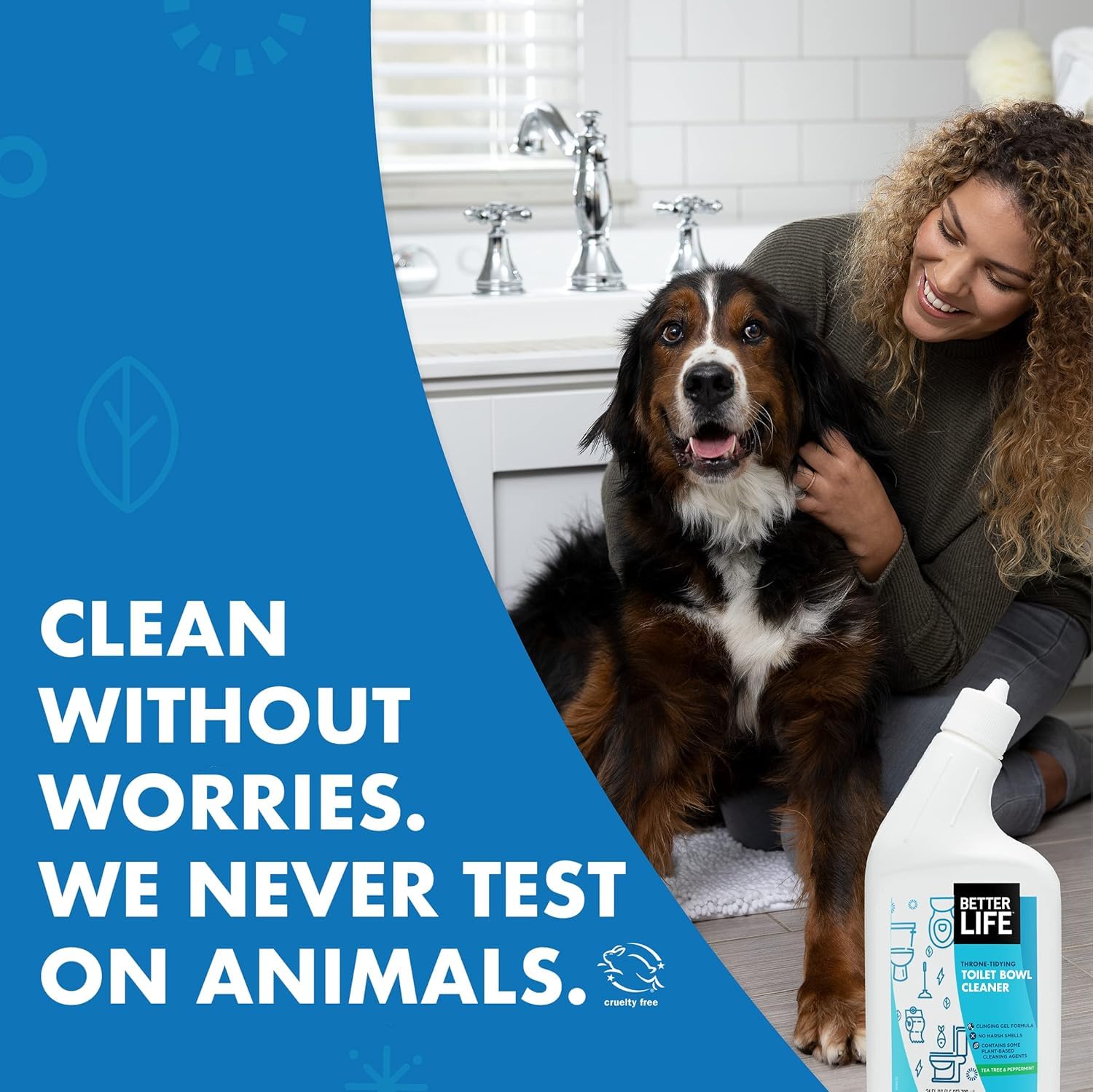 Better Life tea tree peppermint scent freshening the bathroom during cleaning