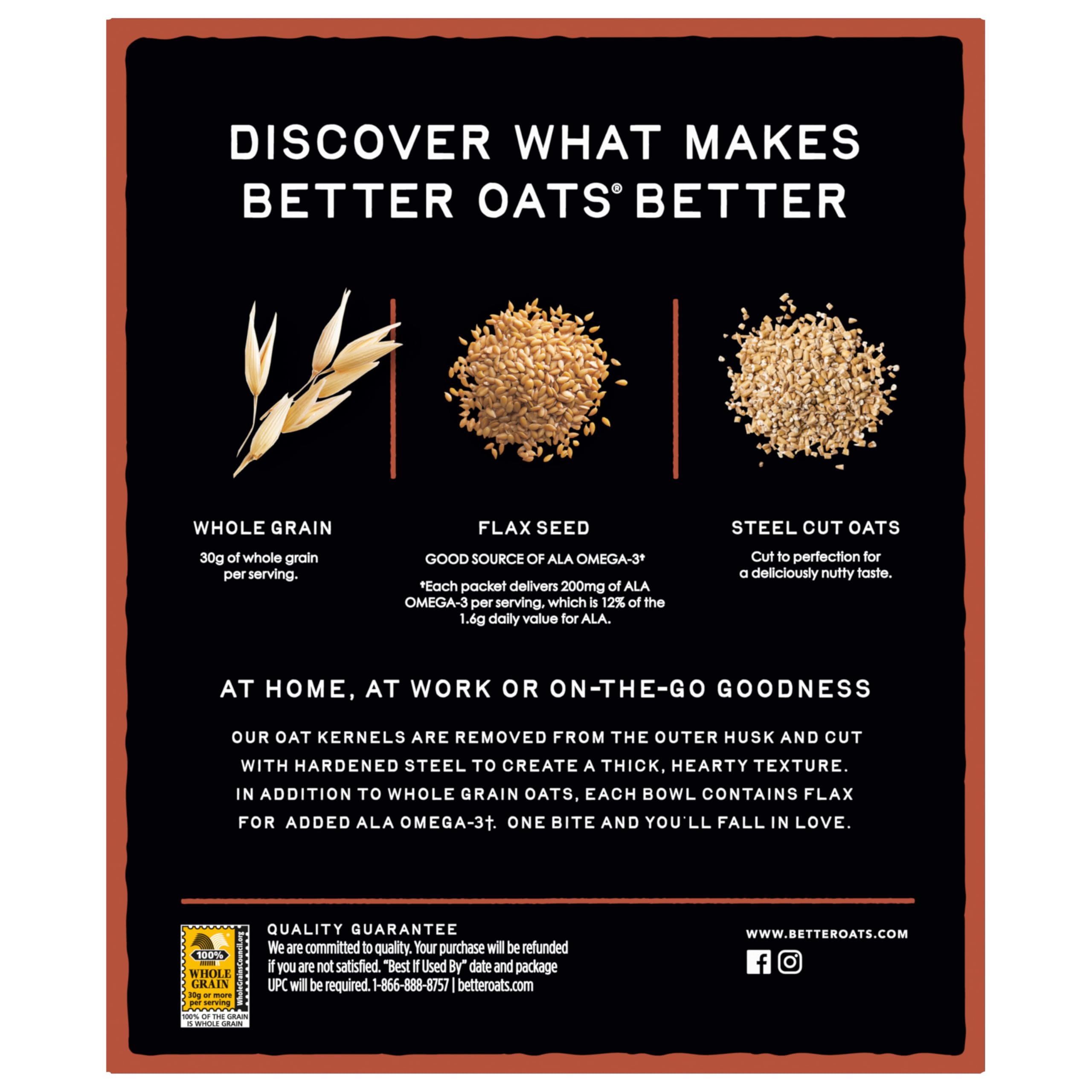 Better Oats logo on packaging enhances brand recognition.