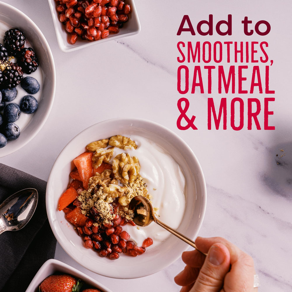 BetterBody Foods Antioxidant Blend ingredients including turmeric, chia seeds, and baobab.