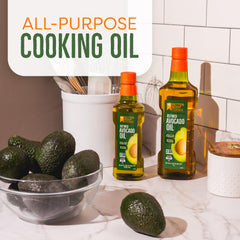 BetterBody Foods avocado oil in a frying pan for crisp results.
