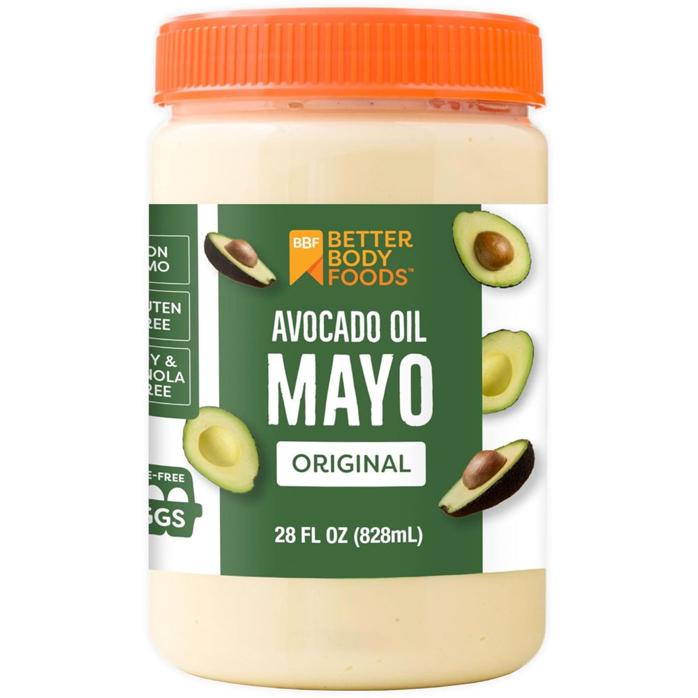 BetterBody Foods Avocado Oil Mayonnaise jar front view for clean, versatile flavor.