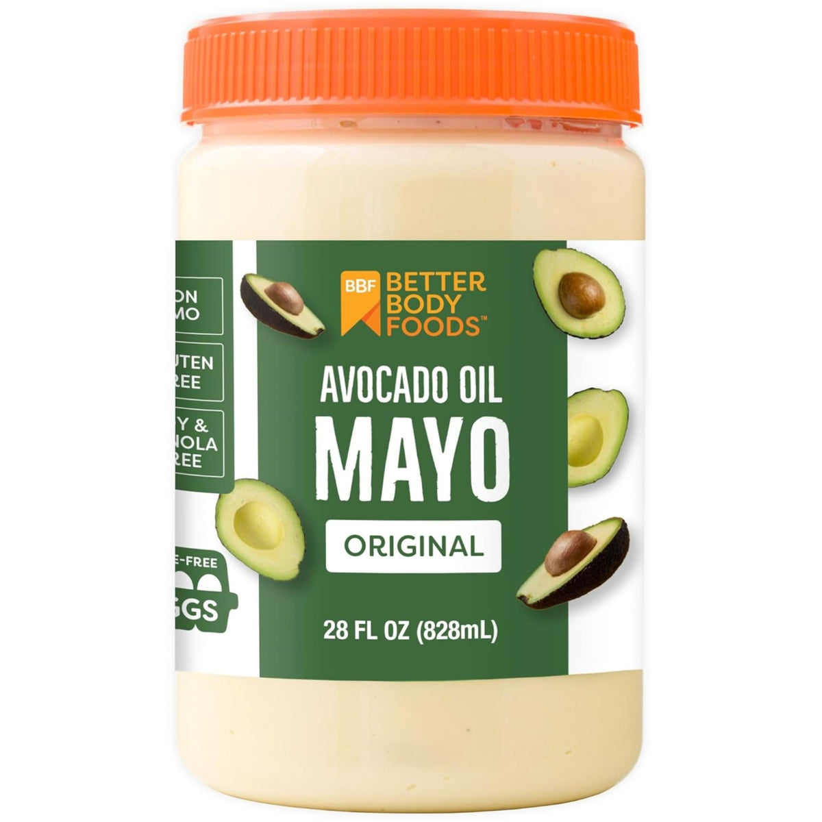 BetterBody Foods Avocado Oil Mayonnaise jar front view for clean, versatile flavor.