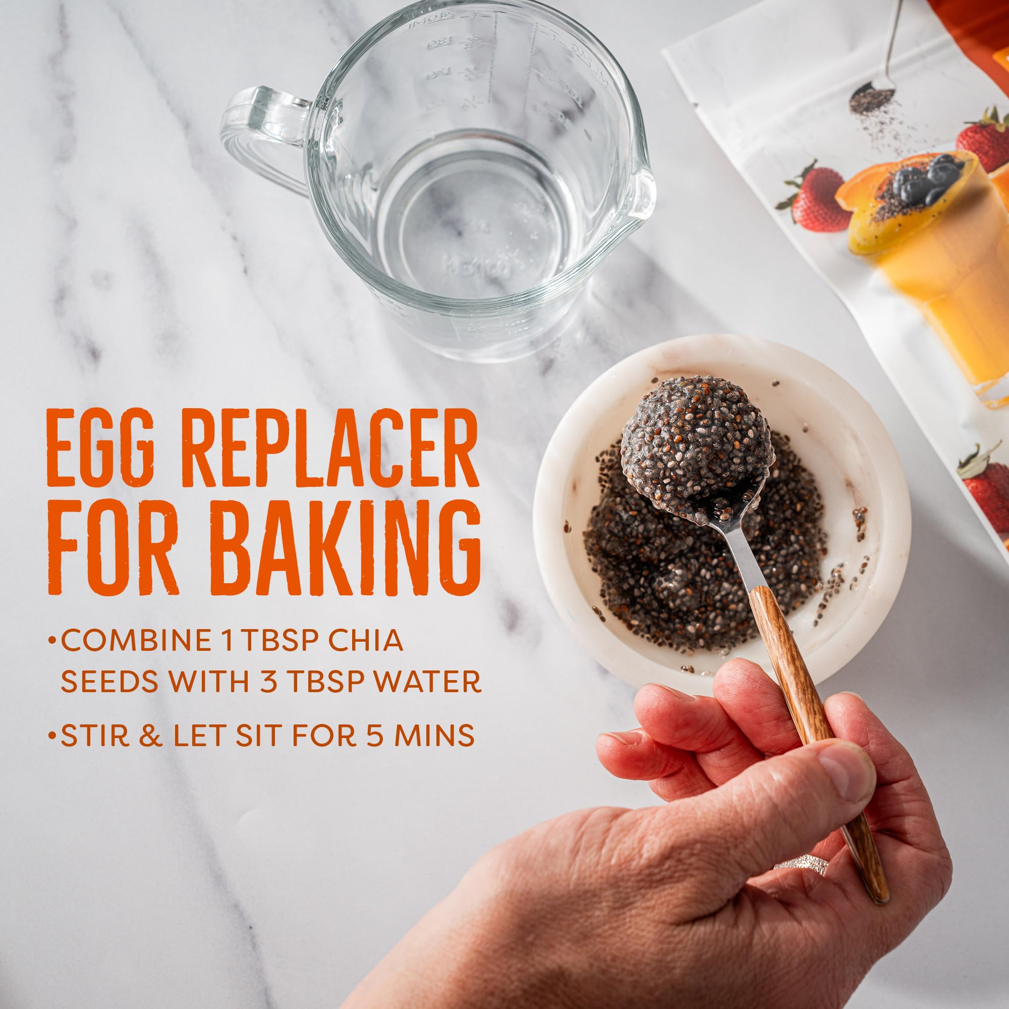 BetterBody Foods chia seeds in baking batter, source of texture and nutrition.