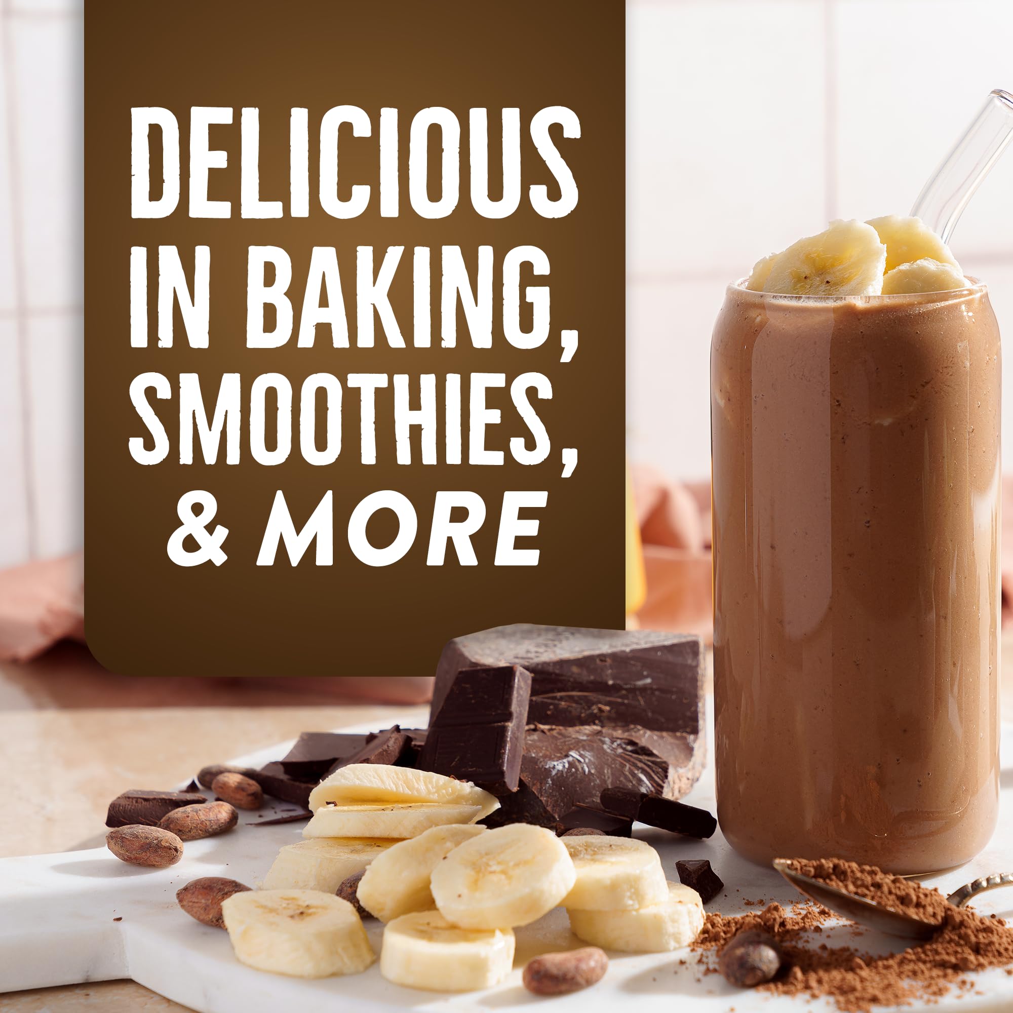 Cacao powder in a shaker cup by BetterBody Foods for quick shakes