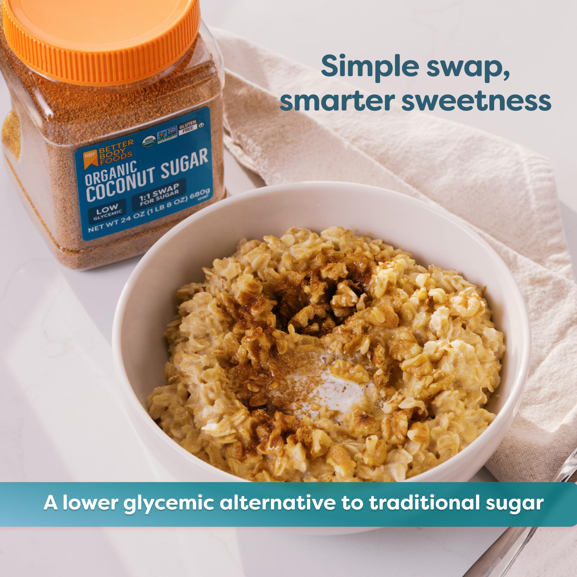 BetterBody Foods Organic Coconut Sugar dissolving in coffee for gentle sweetness