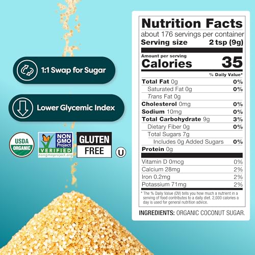 BetterBody Foods Organic Coconut Sugar granules reveal rich amber color.