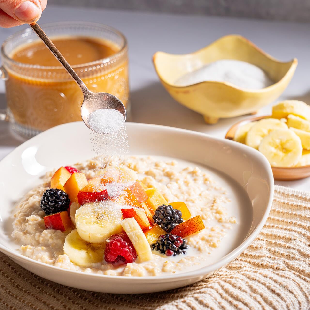 BetterBody Foods Organic Monk Fruit Sweetener kitchen scene shows versatile substitution.