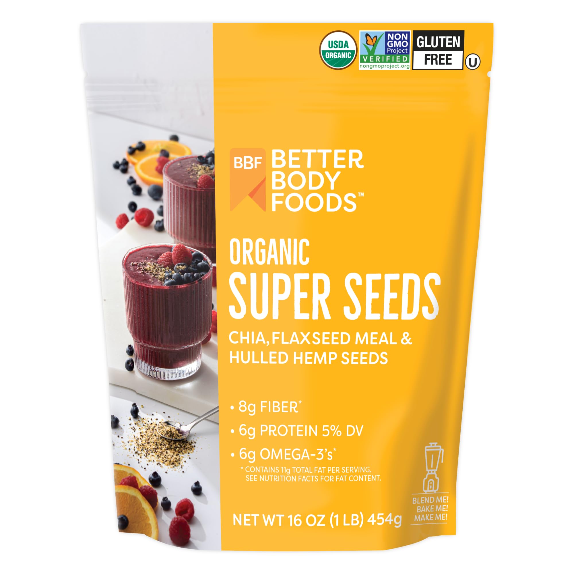 BetterBody Foods Organic Super Seeds bag ready for pantry and everyday use.