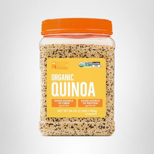BetterBody quinoa packaging 3 lb, pantry staple for family meals.