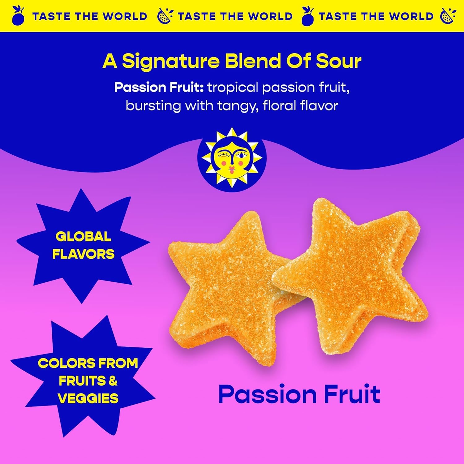 Better Sour star-shaped gummies bag-closeup, showing clean-label, vegan, and allergen-free appeal.