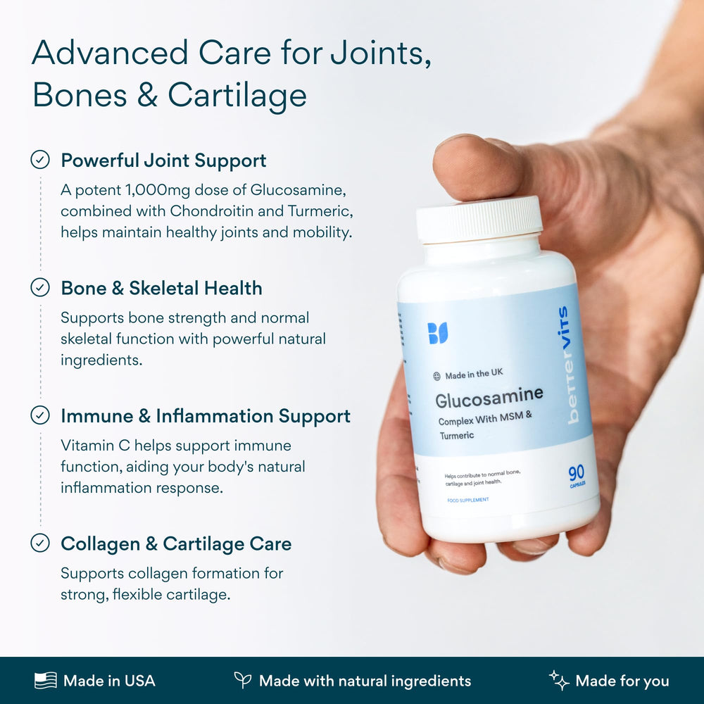 Bettervits capsules in hand for daily joint support