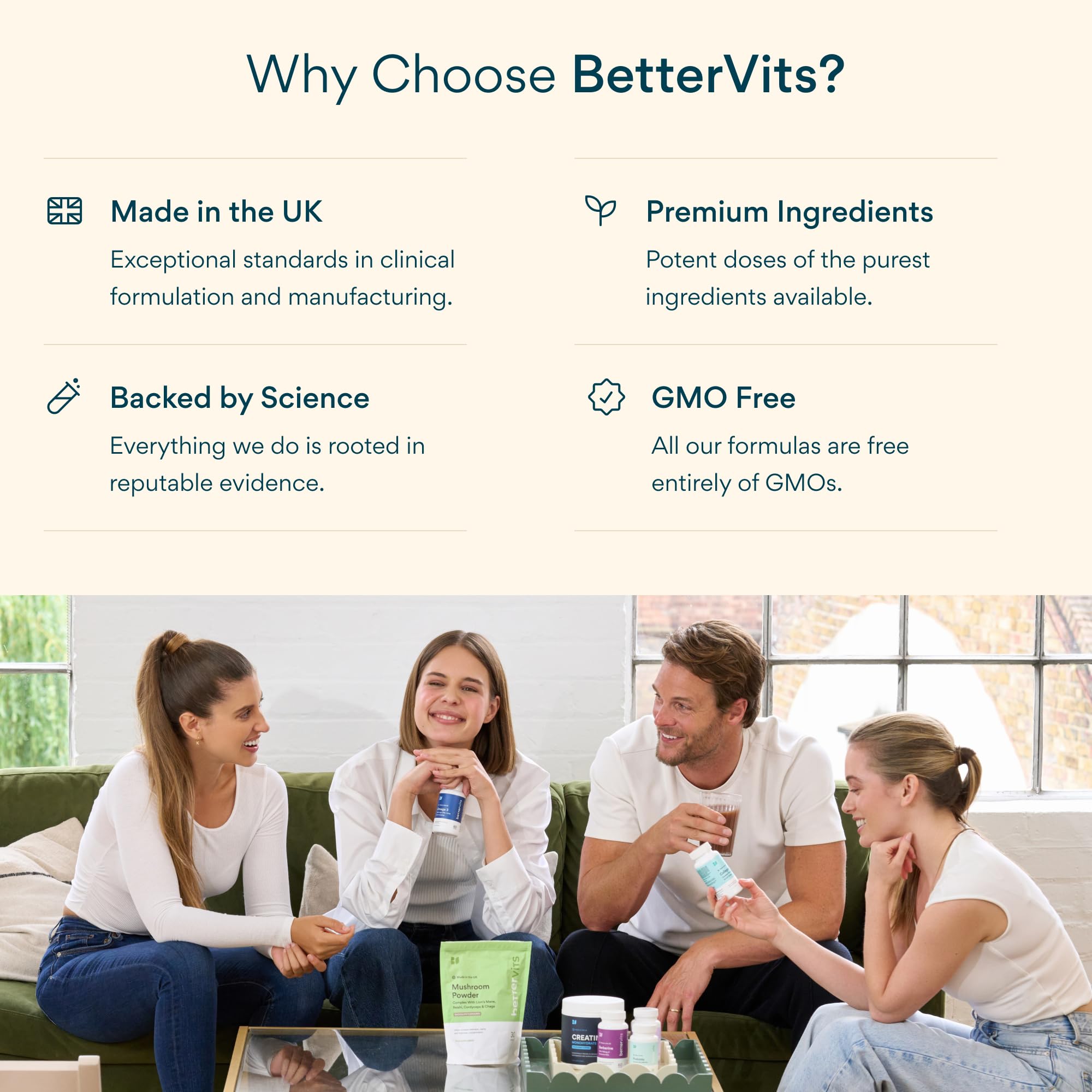 Bettervits Collagen packaging with USA manufacturing seal.
