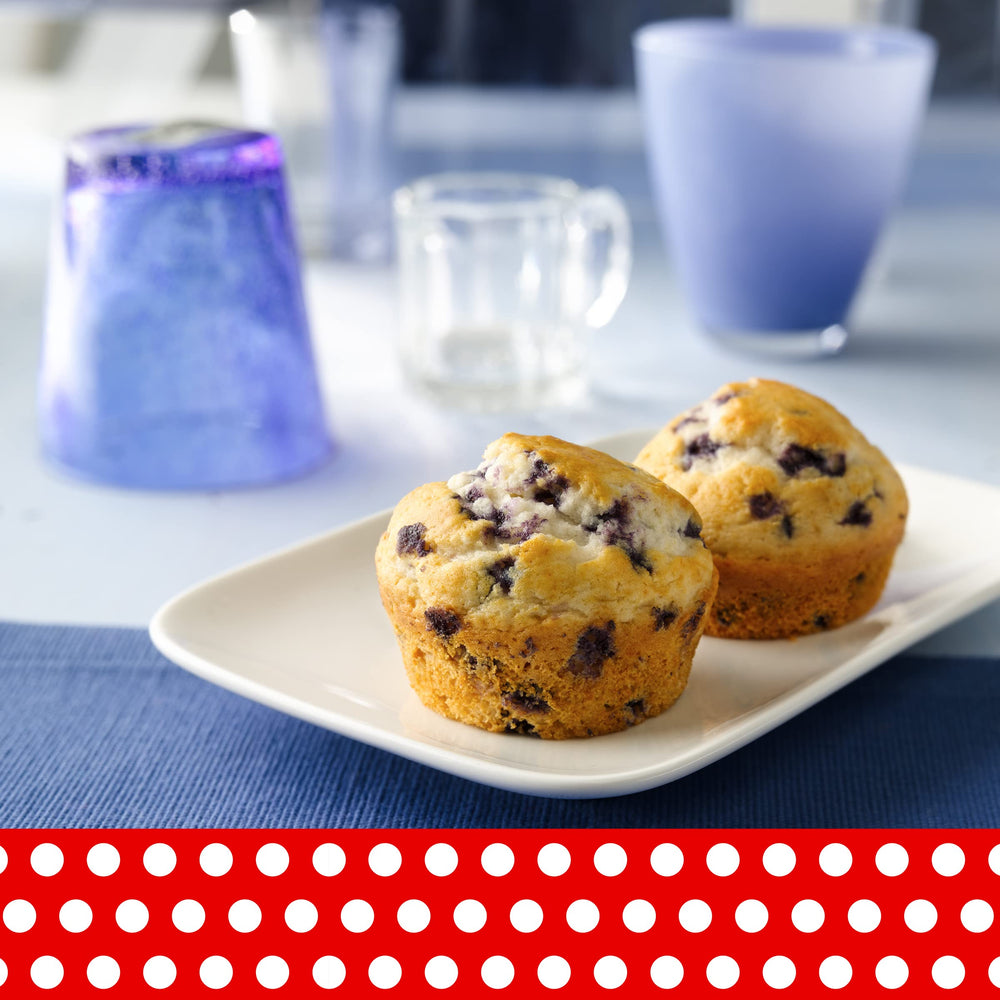 Betty Crocker Blueberry Muffin Mix measuring-cup, ready-to-make batter.