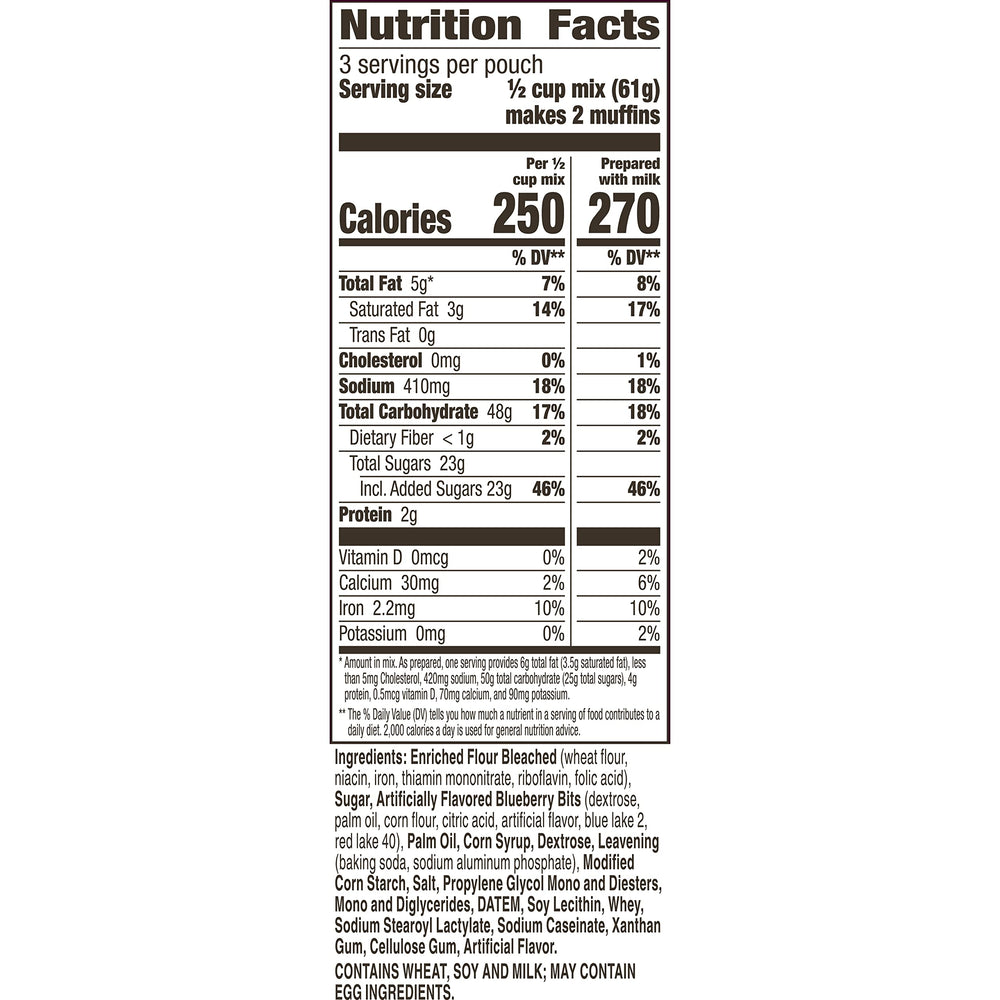 Betty Crocker Blueberry Muffin Mix pouch-closeup, convenient single-serve packets.